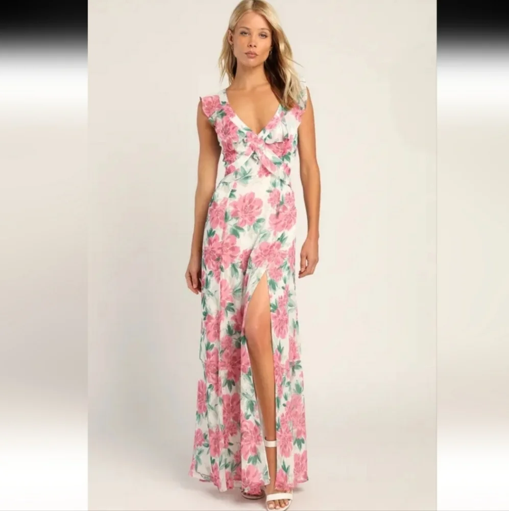 Lulu's Floral Ruffled Maxi Dress - Picture 2 of 4